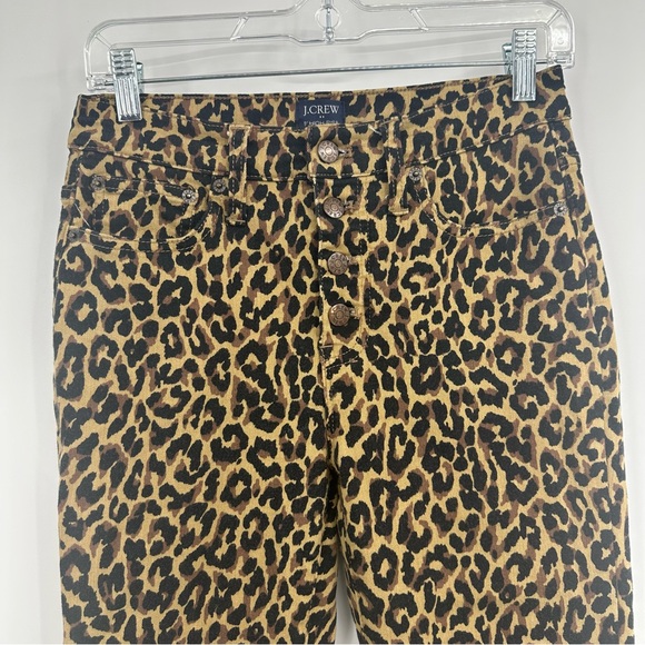 NWOT J. Crew 9” High Rise Button Fly Leopard Skinny Jeans size 26 - Picture 7 of 13